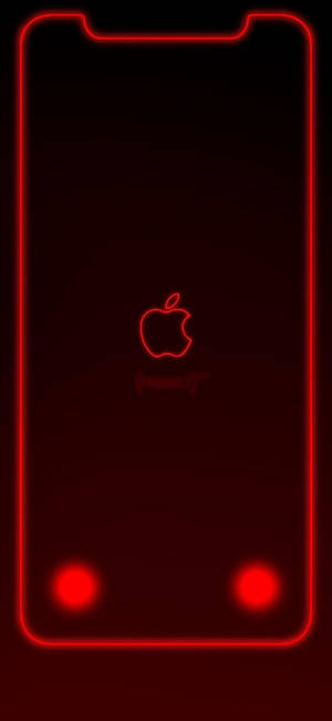 Λογότυπο Apple με περίγραμμα σε νέον κόκκινο ταπετσαρία iPhone XR — iPhone Xr Ταπετσαρία