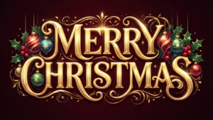 Κείμενο 'Merry Christmas' σε στυλ anime με στολίδια