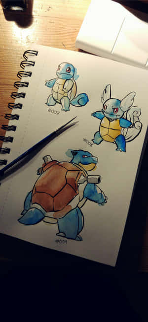 Υδατογραφίες των Squirtle, Wartortle και Blastoise — Huawei nova 15 Max Ταπετσαρία