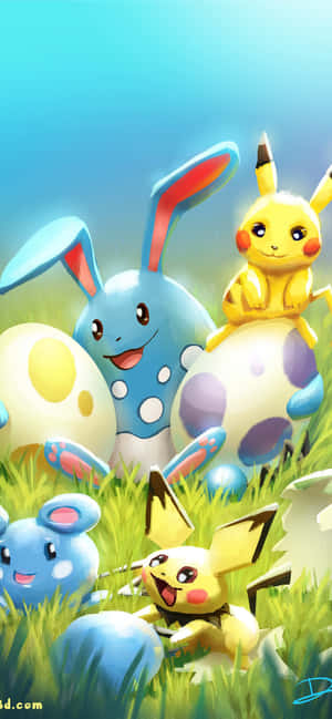 Χαριτωμένος Pikachu και Eevee — iPhone 17 Pro Max Ταπετσαρία
