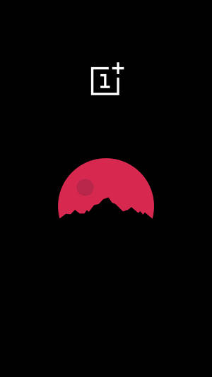 Ταπετσαρία AMOLED με ροζ φεγγάρι και λογότυπο OnePlus σε μαύρο φόντο.