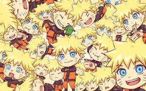 Naruto και σκιώδεις κλώνοι σε χαριτωμένη έκδοση chibi ταπετσαρία.