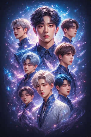 BTS, K-pop, φαντασία, ρεαλιστικό, μαγικό, ψηφιακή τέχνη, κοσμικό, ονειρικό, συγκρότημα — Bts Ταπετσαρία