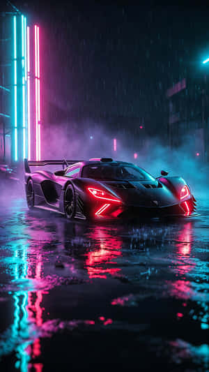 hypercar,supercar,πόρτες,καπνός,μωβ,κυανό,νέον,φώτα,ουρανός,καταιγίδα,σύννεφα,φουτουριστικό,concept,πολυτέλεια,αποκλειστικό,σχέδιο,αυτοκίνηση,τεχνολογία,αντανάκλαση,βρεγμένο