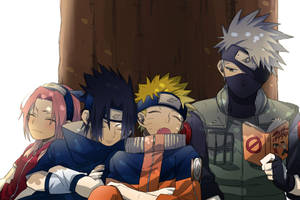 Ταπετσαρία Χαρακτήρες Ομάδας 7 Naruto Κάτω από Δέντρο — Χαρακτήρες Naruto Ταπετσαρία