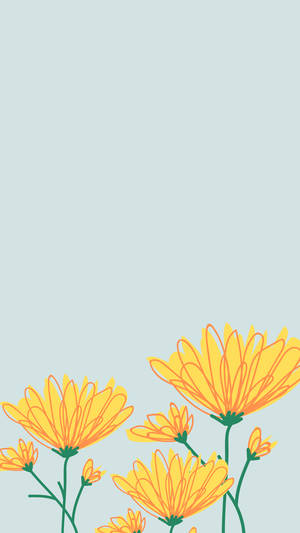 Χαριτωμένα Ανοιξιάτικα Κίτρινα Λουλούδια Τέχνη