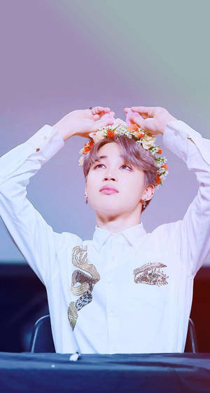 Χαριτωμένος BTS Jimin με Στεφάνι Λουλουδιών — Χαριτωμένο bts Ταπετσαρία