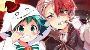 Ταπετσαρία χαριτωμένου Todoroki με τον νεαρό Midoriya