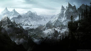 Ταπετσαρία χιονισμένων βουνών του Skyrim — 1366x768 Ταπετσαρία