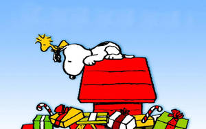 Ταπετσαρία Χριστουγεννιάτικα Δώρα Snoopy — Snoopy χριστούγεννα Ταπετσαρία