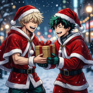 Ο Todoroki και ο Midoriya γιορτάζουν τα Χριστούγεννα με στολές Άη-Βασίλη