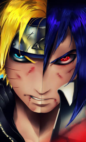 Ψηφιακή Ζωγραφική Sasuke Naruto Μισό Πρόσωπο για iPhone — Χαρακτήρες Naruto Ταπετσαρία